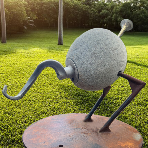 Boulder bird - marble aluminum and welded steel